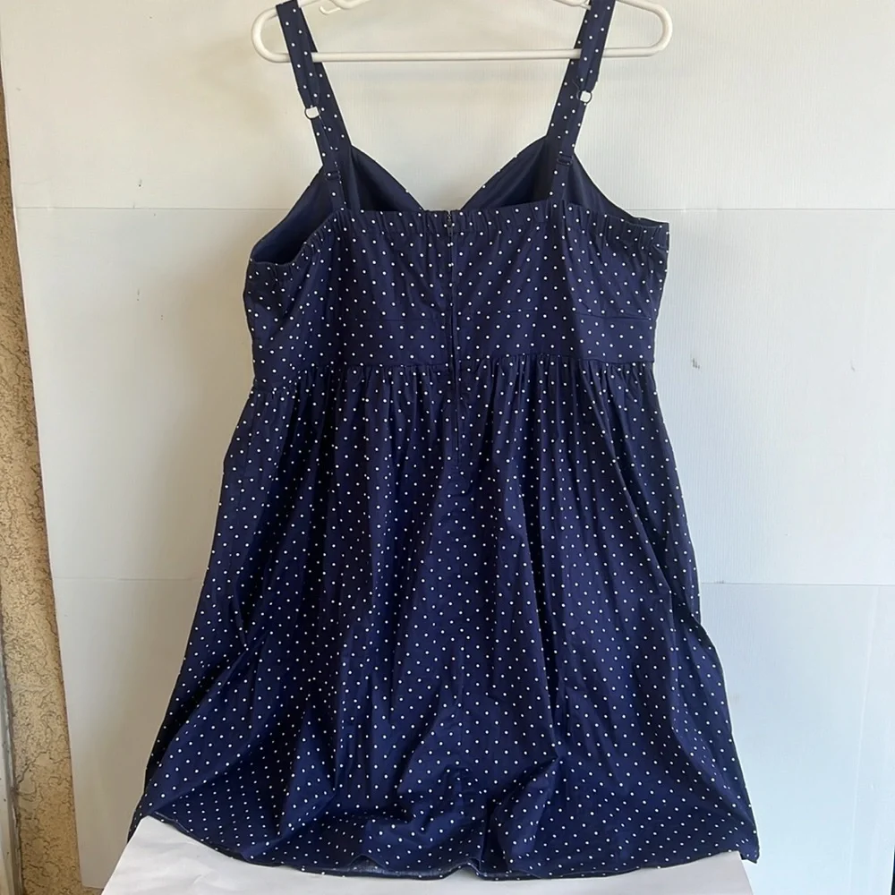 Torrid Polka Dot Dress Size 24 Pinup Rockabilly Sailor Vintage Navy Blue White - Picture 5 of 9